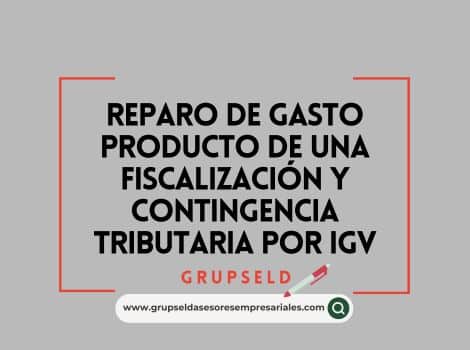 Reparo de Gasto producto de una fiscalizaci&oacute;n y Contingencia Tributaria por IGV